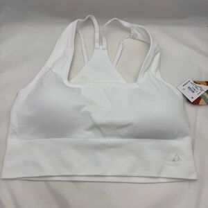 Luna Peak White Ribbed Seamless Sports Bra NWT Size Large